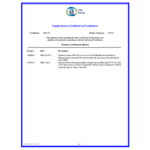 EBS Series CSA Certification Supplement